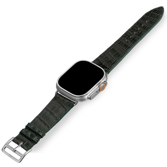 Genuine Alligator Watch Strap – Premium Exotic Skin - Dark Green Color